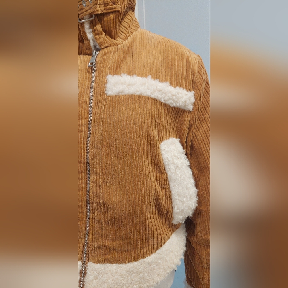 BDG Tan Teddy Jacket with Cream Accents - Picture 3 of 12
